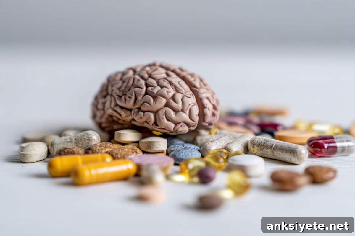 Micronutrients May Prevent Brain Bleeds in Alzheimer's Care 2 This shows a brain and pills.