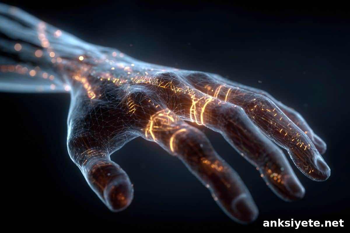 This shows a glowing hand and DNA.
