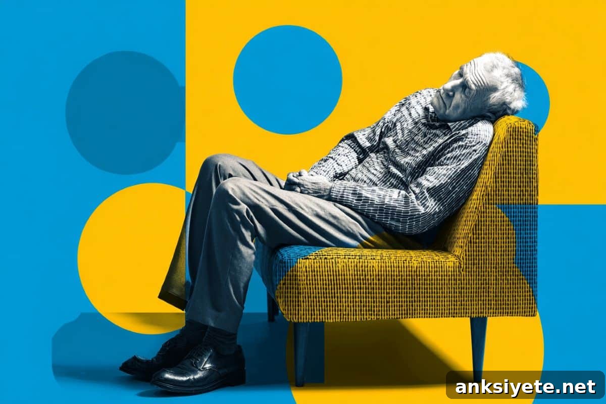 This shows an older person napping in a chair.