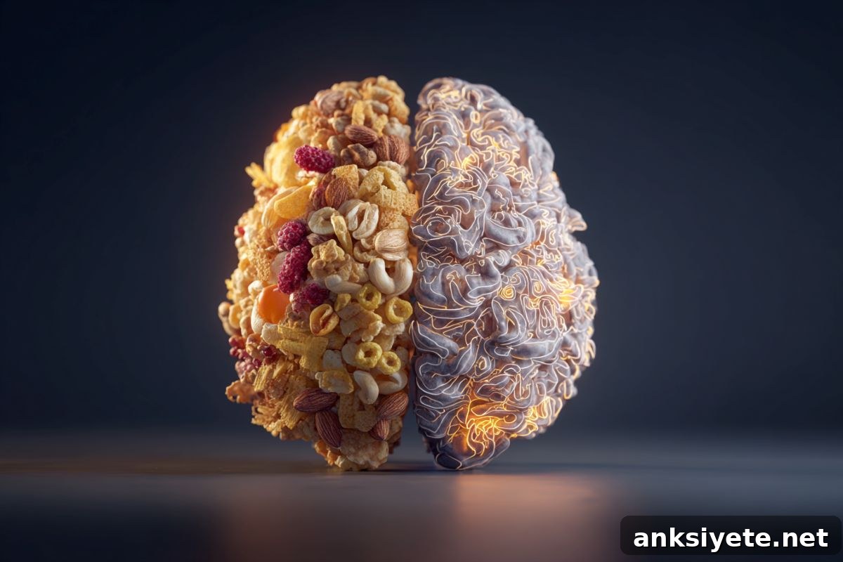 This shows a brain made of food.