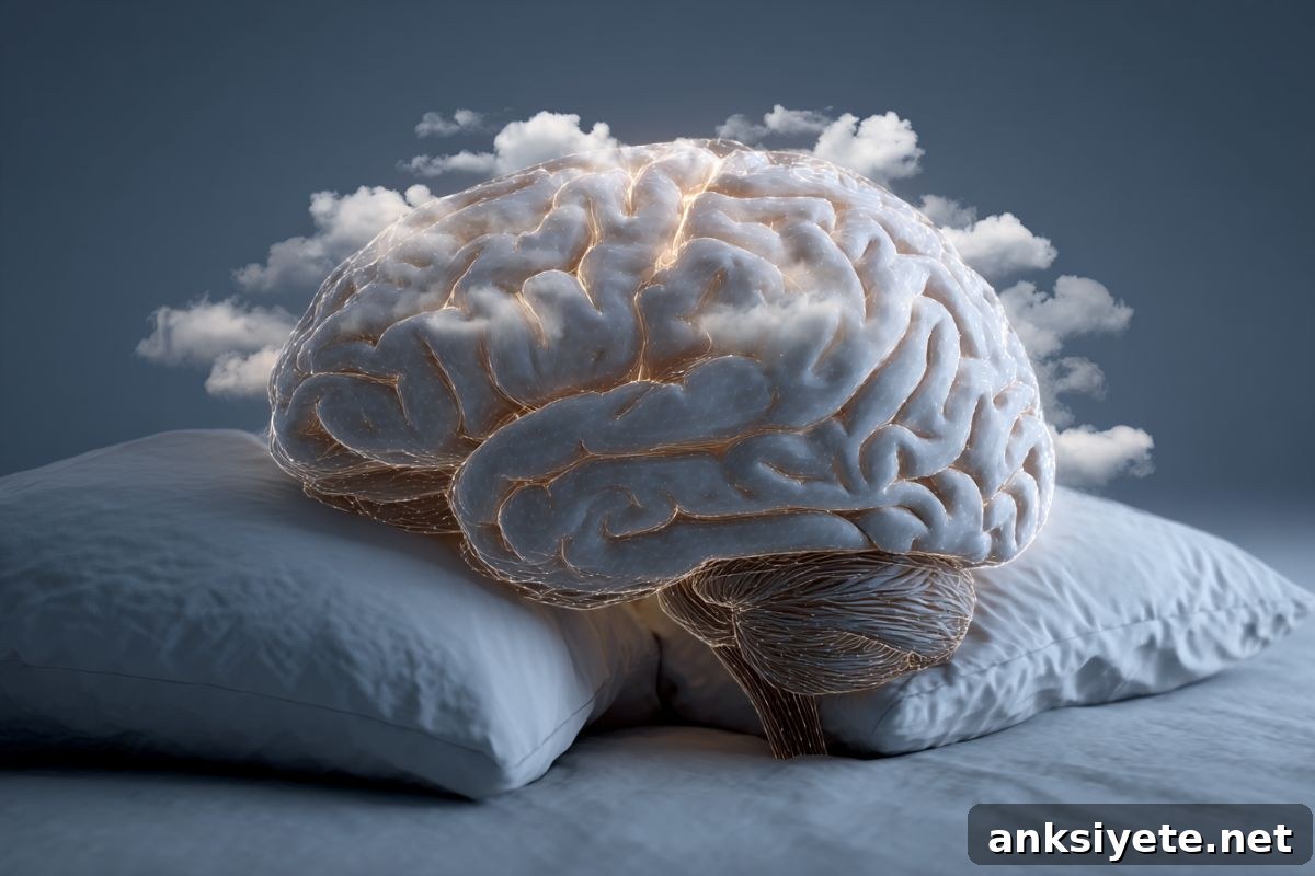 This shows a brain on pillows.