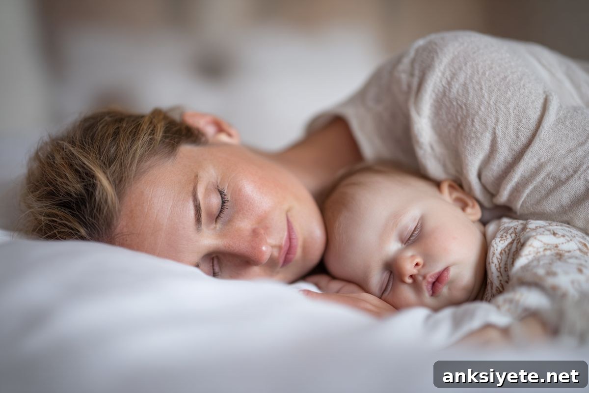 This shows a woman and baby sleeping.