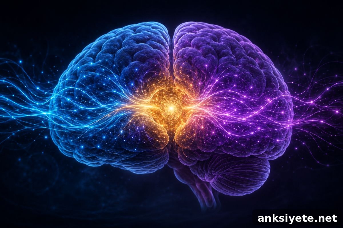 Magnetoencephalography image of a brain illustrating overlapping neural activity for grammatical processing in bilinguals.