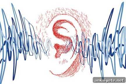 This is a drawing of an ear with waves surrounding it.