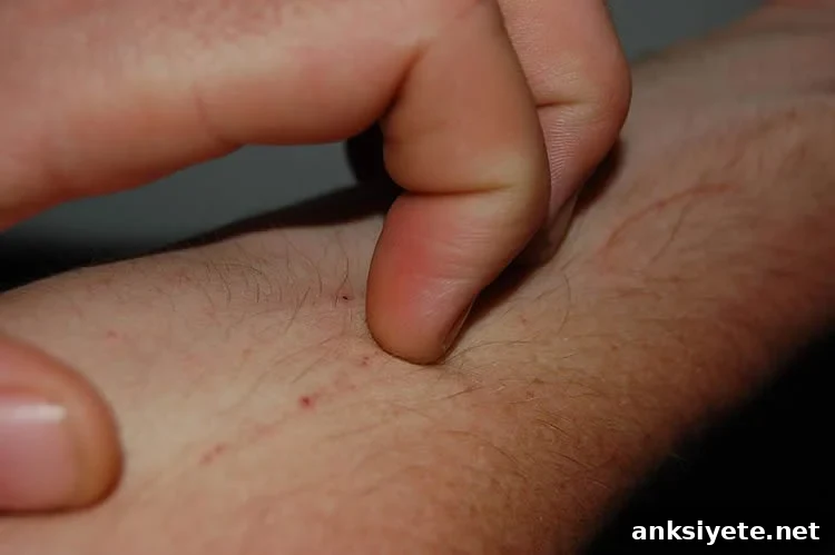This image shows a person scratching their arm.