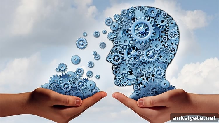 This shows a brain made up of cog wheels.