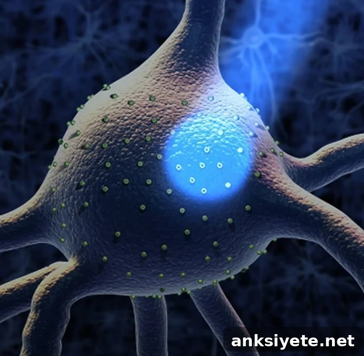 Light beam illuminating a neuron