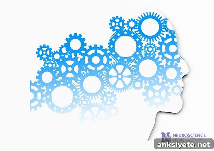 Outline of a head made up of cog wheels.