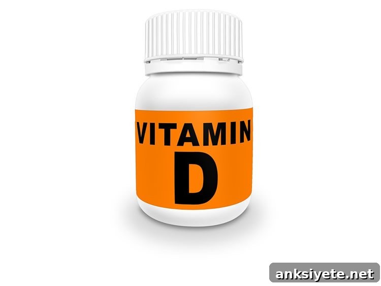 Pill bottle and vitamin D capsules