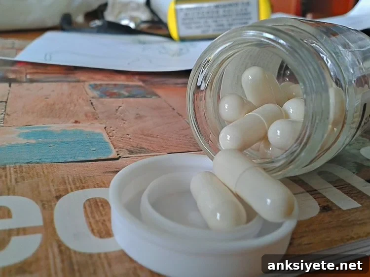 Image shows a pill bottle on a table.