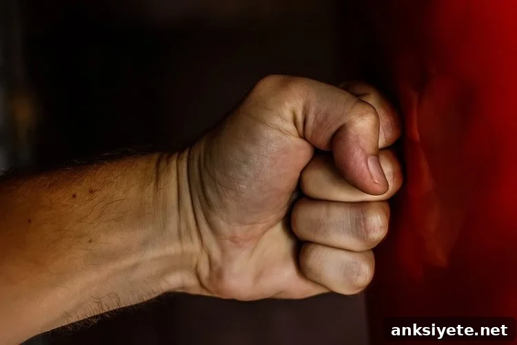 Image shows a fist hitting a wall.
