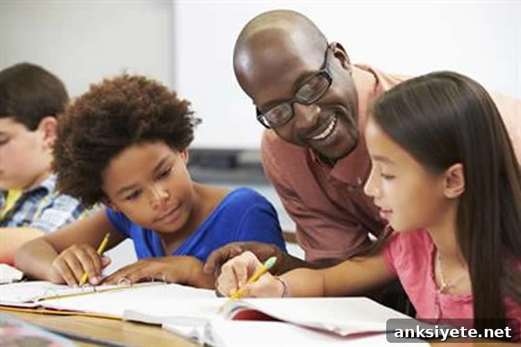 Image shows a teacher and students.