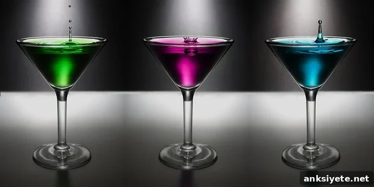 Image shows 3 colored drinks.