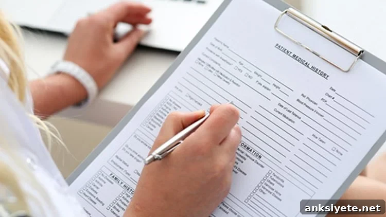 Person completing a clinical cognitive assessment form