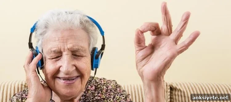 Music and Brain Stimulation Improve Memory, Study Finds 2 Image shows an older woman listening to music.