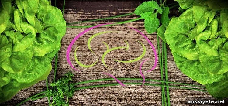 leafy veggies and a brain