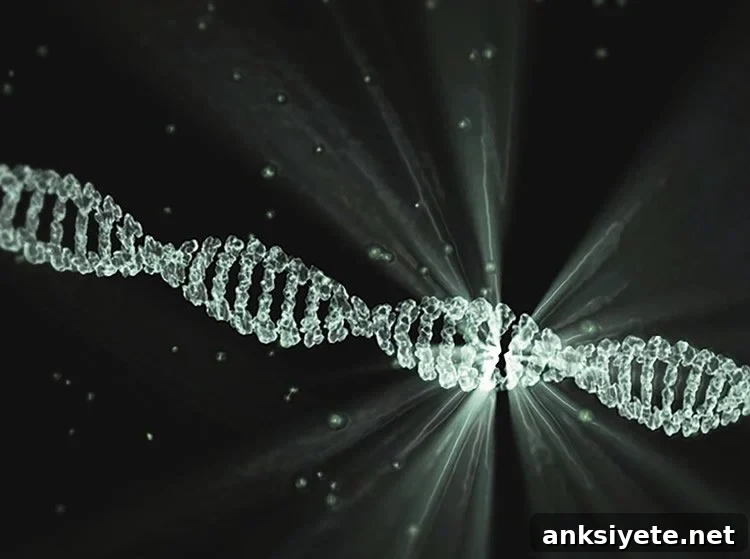 Image shows a DNA strand.