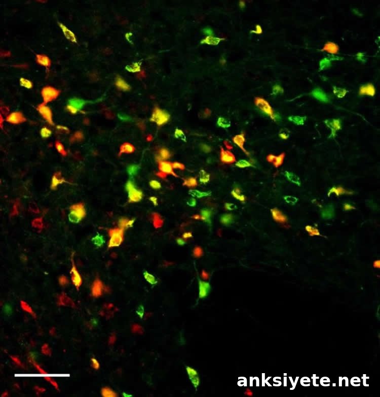 Persistent Appetite? How Hunger Peptides Drive Your Cravings 2 Cells communicating with cerebrospinal fluid are marked red; MCH-producing cells are green, overlapping yellow where both are present.