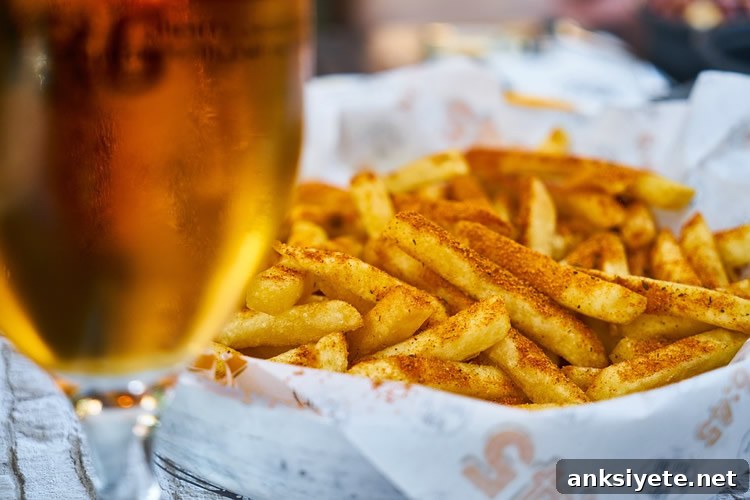 This image shows beer and fries