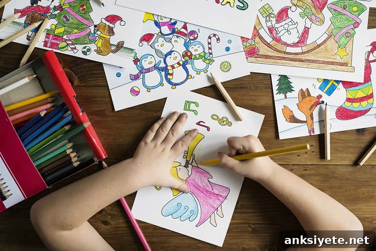 This shows the hands of a child coloring in a picture