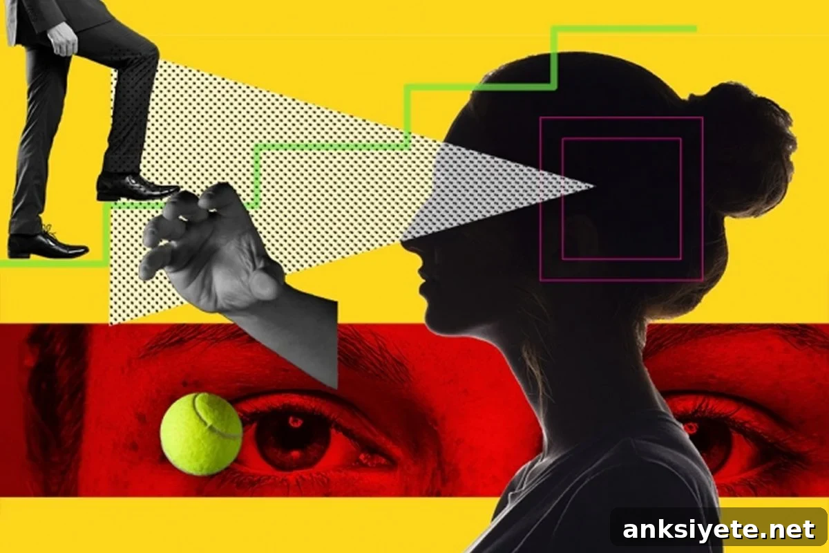 This shows a woman scanning for a tennis ball