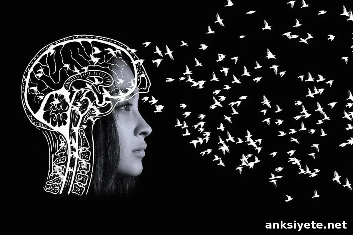 This shows a brain overlaid on a woman's head