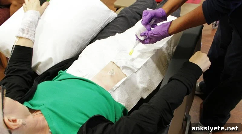 This shows a person receiving chemo