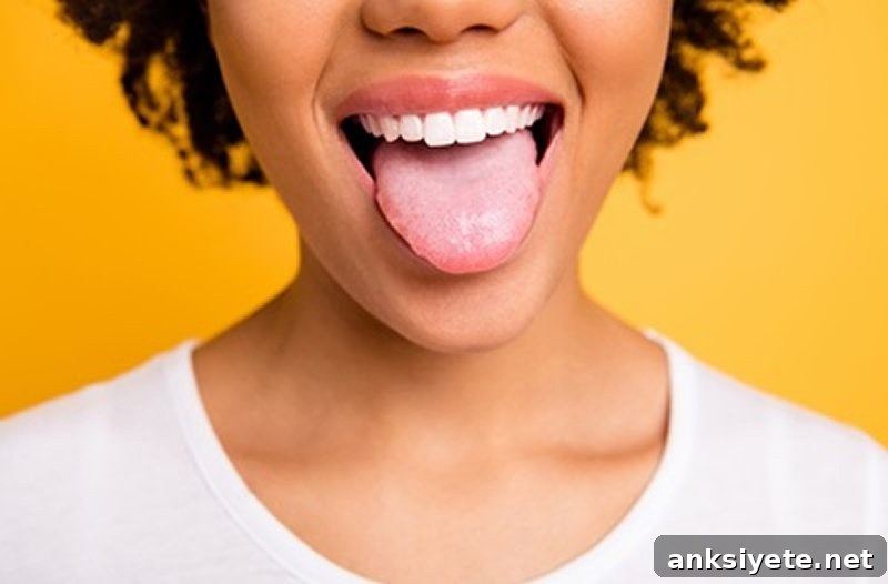 This shows a woman sticking out her tongue