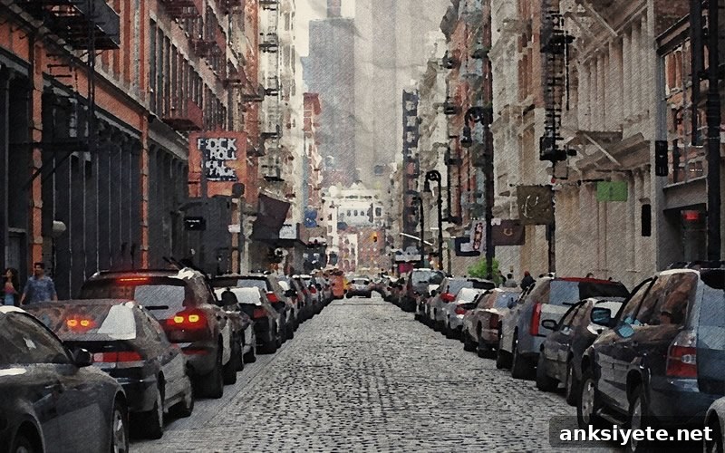This shows cars on a busy street