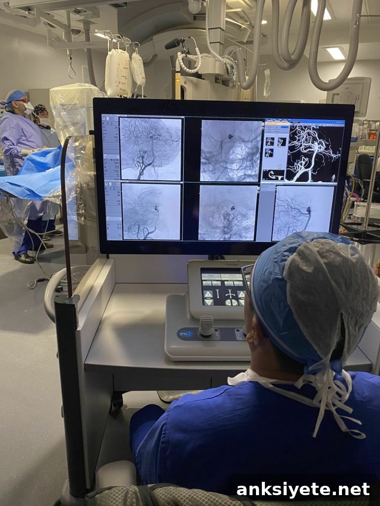This shows a surgeon using the robotic system