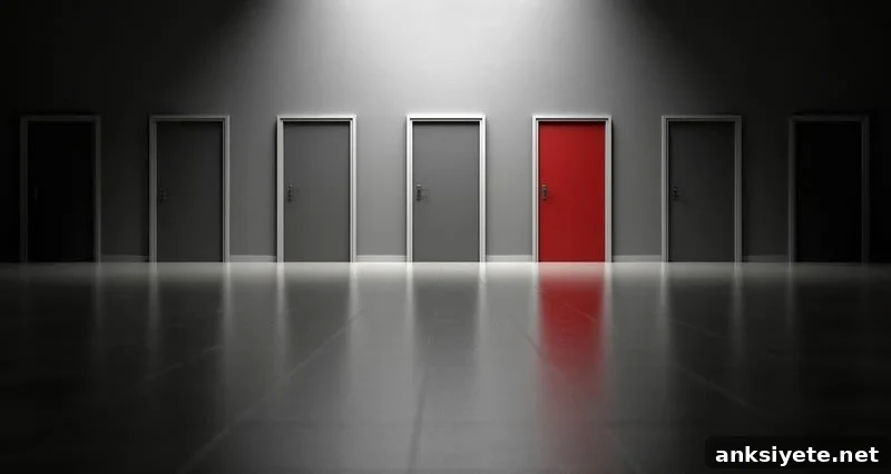 This shows a red door and a lot of gray doors