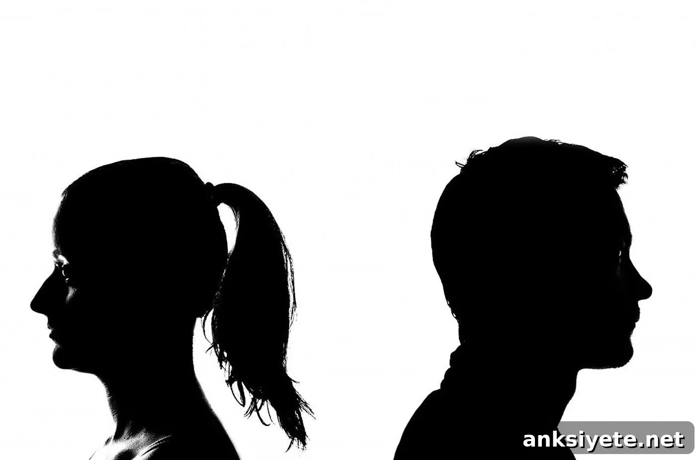 This shows a couple with their backs to one another