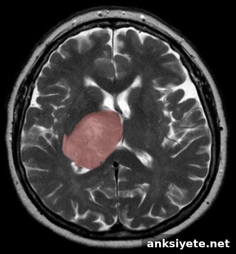 This shows a brain tumor