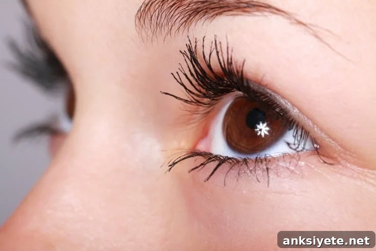 This shows a woman's eyes