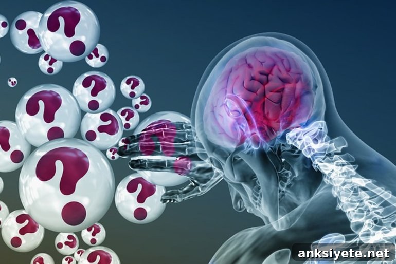 This shows a brain and question marks