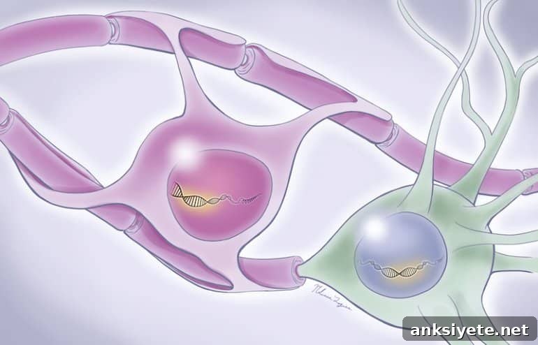 This is a drawing of neurons and dna