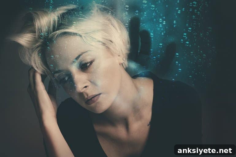 This shows a stressed looking young woman