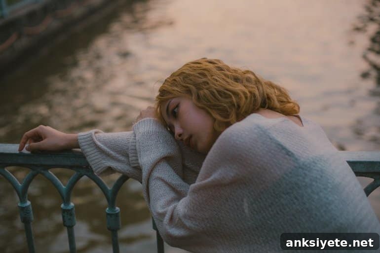 This shows a lonely woman