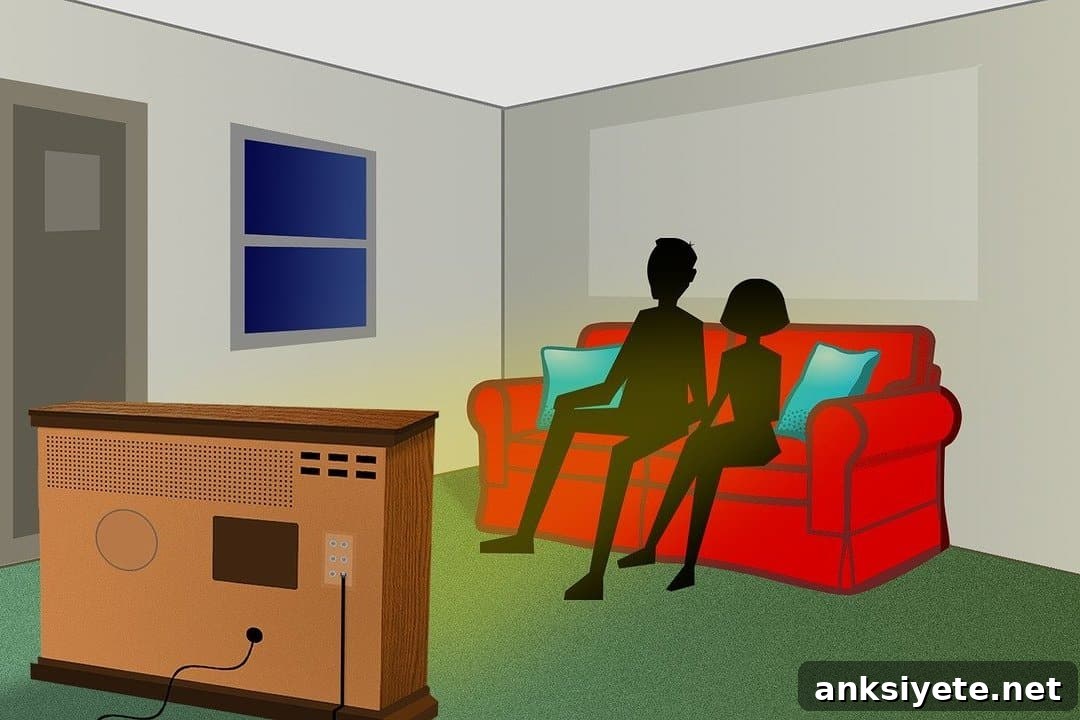 This is a cartoon of people watching TV