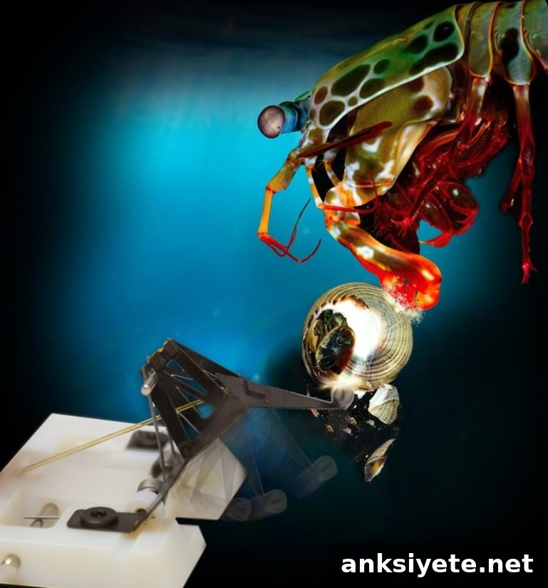 This shows a mantis shrimp and the robot