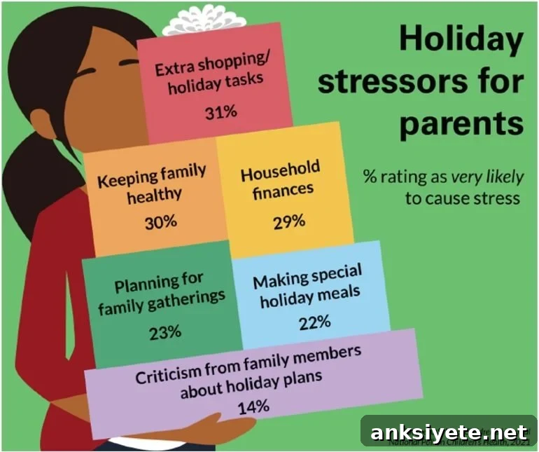 This graph shows the different stressors parents face at christmas