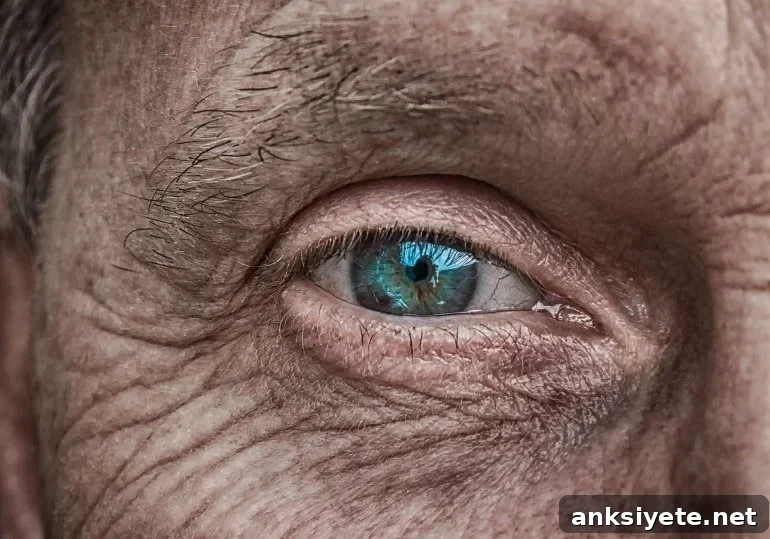 This shows an older man's eye