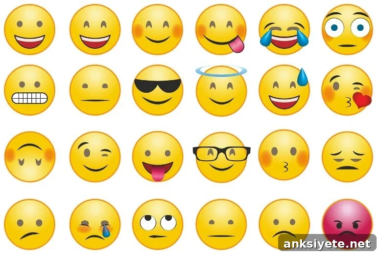 This shows emojis relaying different emotional expressions