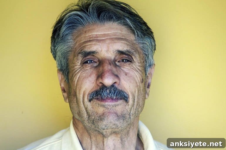 This shows an older man