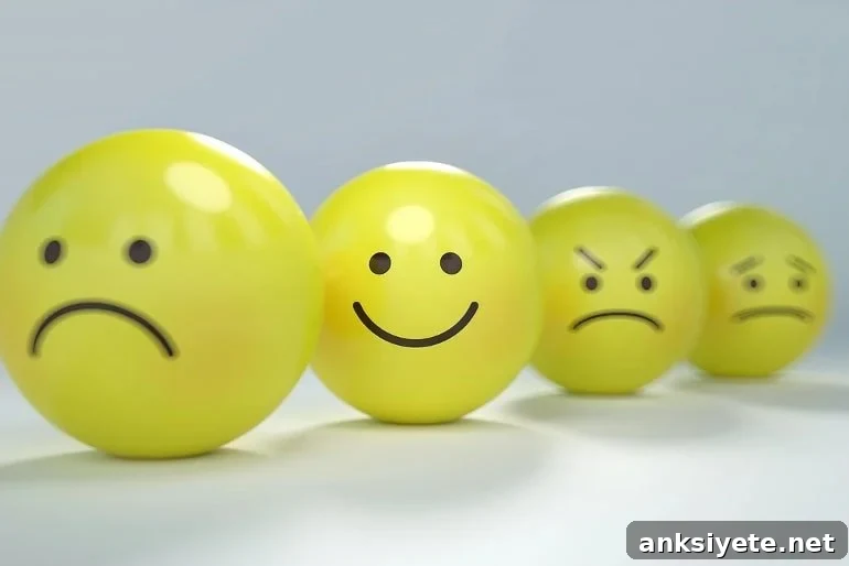 This shows different expressions on emojis