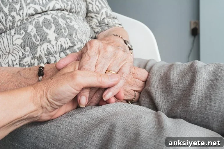 This shows an older lady's hands