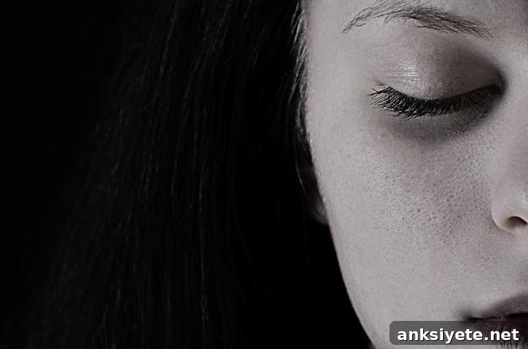 This shows a sad woman