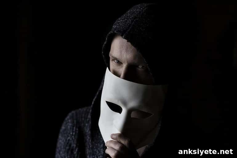 This shows a man taking off a mask