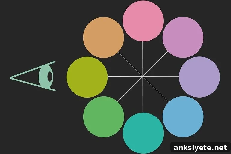 This shows a drawing of an eye and a color wheel
