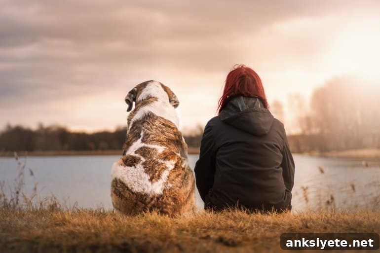 This shows a woman and her dog